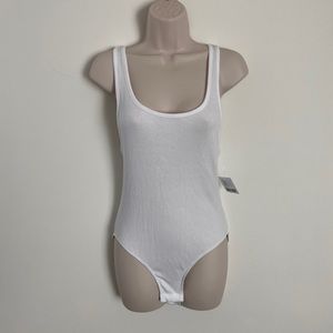 Urban Outfitters ribbed white lowcut bodysuit